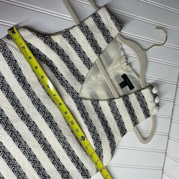 J.Crew Women’s White & Blue Sleeveless V-Neck Back Zip Fit & Flare Dress Size 0 - Picture 5 of 12